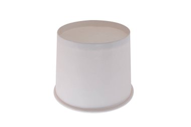 Beyaz renkli kağıt bardak beyaz arka planda izole edilmiş. Paketleme şablonu koleksiyon modeli