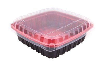 Siyah plastik tek kullanımlık yiyecek ve salata konteynırları.