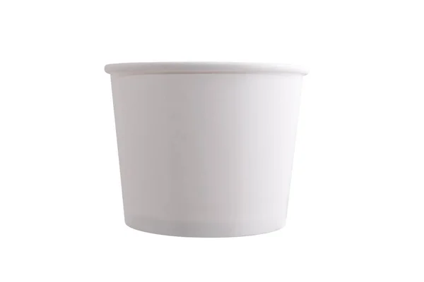 Tazza Carta Bianca Artigianale Isolata Sfondo Bianco Modello Imballaggio Modello — Foto Stock