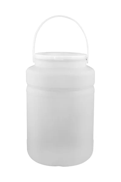 Balde Plástico Para Iogurte Alimentos Isolados Fundo Branco — Fotografia de Stock