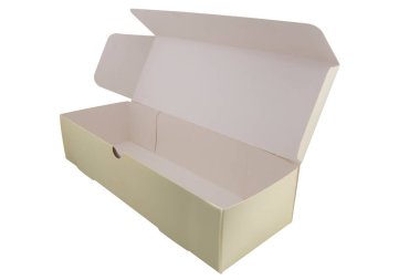 Boş çörek kutusu beyaz arkaplanda izole edildi