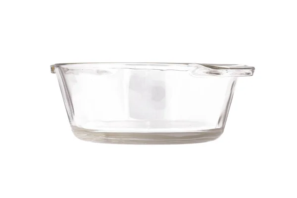 白い背景に隔離されたガラス耐熱オーブンパン — ストック写真