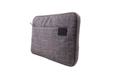 Bilgisayar - Kozmetik kumaş çantası beyaz arkaplanda izole edildi