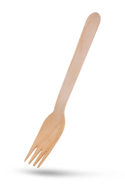 배경에 고립된 샐러드 Wooden Fork Cutlery — 스톡 사진