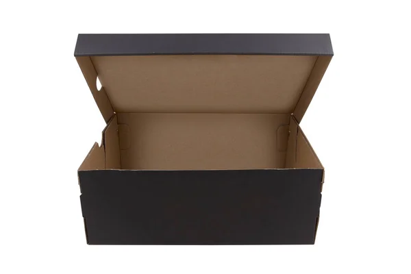 Черная Обувная Коробка Изолирована Белом Фоне — стоковое фото