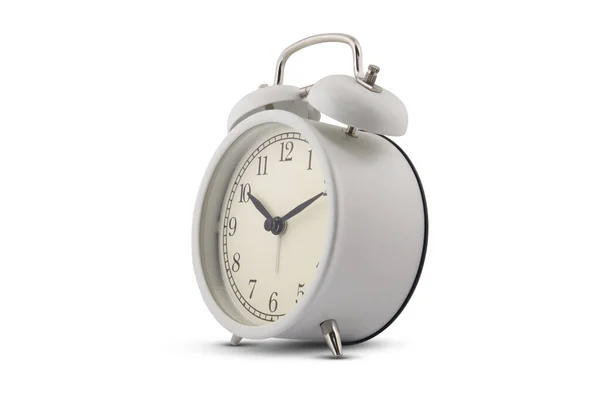 White Retro Alarm Clock Isolated White Background — Stock Photo, Image