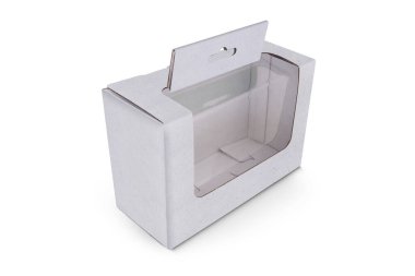 Beyaz arkaplanda Şeffaf Pencere ile Beyaz Boş Kutu 