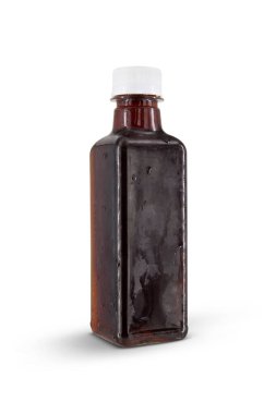 Buzlu kahve şişesi izole edilmiş beyaz arka plan.