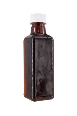 Buzlu kahve şişesi izole edilmiş beyaz arka plan.