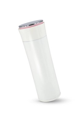 Metal modern termo şişe beyaz arka planda izole