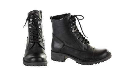 siyah deri Kış Ayakkabı izole