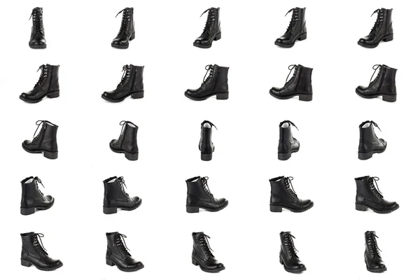 Sapatos de couro preto de ângulo diferente — Fotografia de Stock