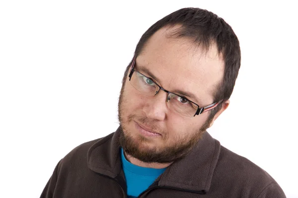 Portrait of handsome young man wearing glasses against white background — Stock Photo, Image