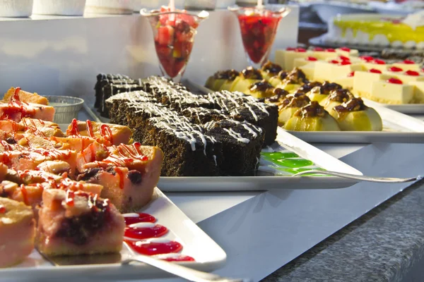 Dessert on open buffet in hotel — Stock Photo, Image