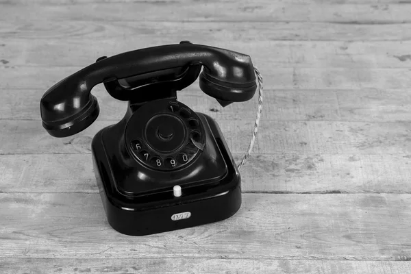 Dial old black telephone — Stock Photo, Image
