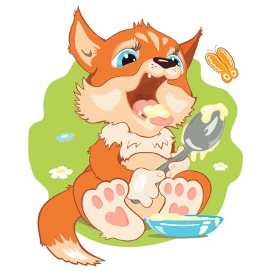 Vektör fox ile yulaf lapası