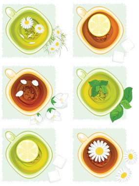 küme. çiçek çay ve limon çayı.