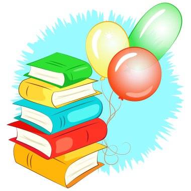 yığın kitap ve balon.