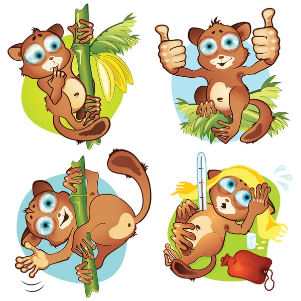 Egy sor 1 majmok tarsiers — Stock Vector