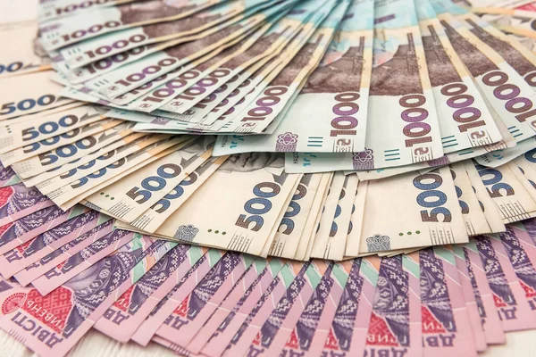 Nieuw Oekraïens Geld 200 500 1000 Bankbiljetten Als Achtergrond Hoor — Stockfoto