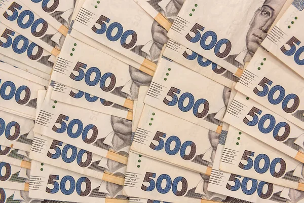 Stos 500 Banknotów Ukraińskich Pieniędzy Jako Tło Finansowe Uah Pieniądze — Zdjęcie stockowe