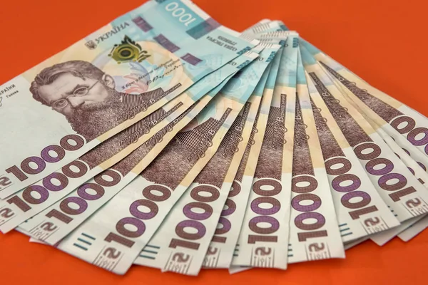 Hintergrund Von Oben Mit Der Neuen Banknote Der Ukraine 1000 — Stockfoto