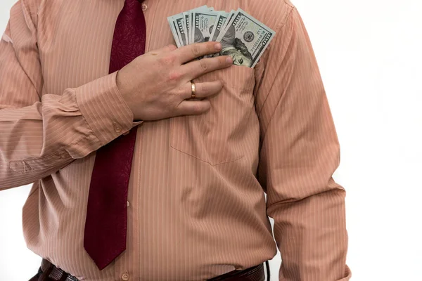 Κουστουμάτος Κρατάει Πολλά Λεφτά Απομονωμένα Στα Λευκά Έννοια Της Επιχειρηματικότητας — Φωτογραφία Αρχείου