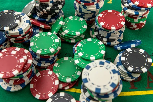Casino Fichas Juego Mesa Verde Todo Por Juego Poker —  Fotos de Stock