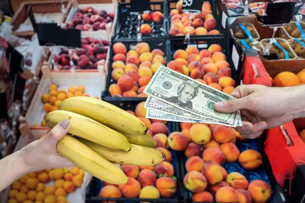 Man Who Takes Care His Health Buys Fruit Store Concept — Stock Photo, Image