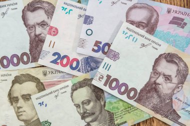 Tasarım için yeni Ukrayna para banknotları. Nakit.