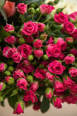 Renkli çiçek buketi, kartpostallar için güller, düğünler ya da sevgililer günü için