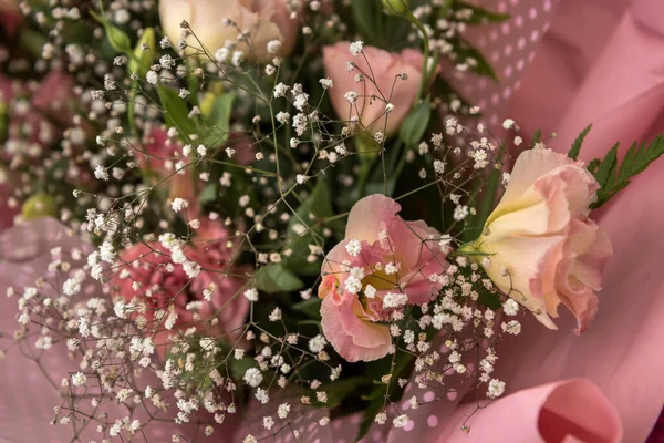 Nahaufnahme Strauß Bunter Blumen Rosen Für Postkartengeburtstage Hochzeiten Oder Valentinstag — Stockfoto