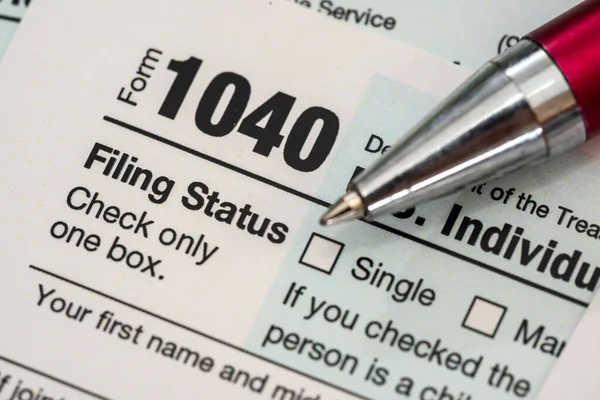Pen Usa 1040 Individual Tax Form Financial Concept — Stock Photo, Image