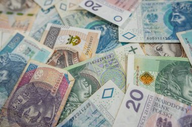 Polonya Zloti Kağıt Para Birimi Finans ve Yatırım Arkaplanı Yakından Görünümü