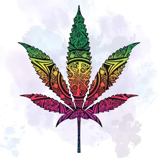 Marihuana in abstract sierlijke. — Stockvector