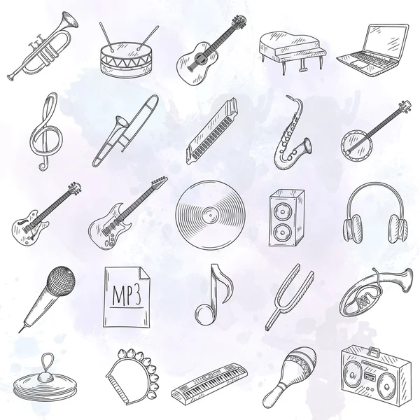 Conjunto de ícones de instrumentos musicais. — Vetor de Stock