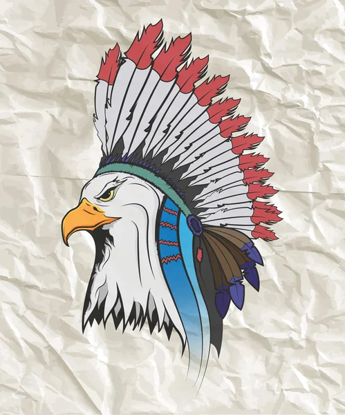 Águila en un sombrero nacional indio . — Vector de stock