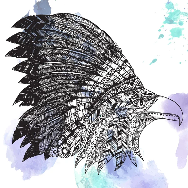Aigle en ornement tribal oriental . — Image vectorielle
