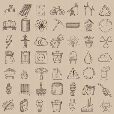 Endüstriyel ve ekoloji simgeler kümesi.