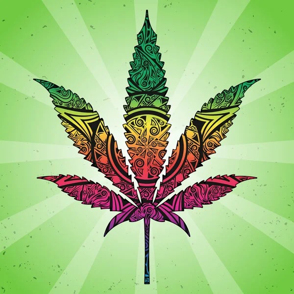 Marijuana i abstrakt utsmyckade. — Stock vektor