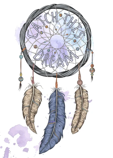 Dream catcher. Hand getrokken. — Stockvector