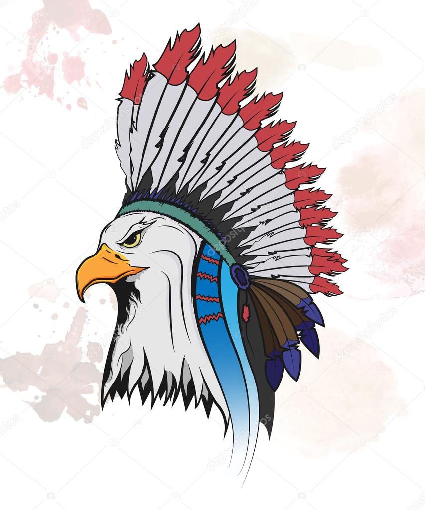 Eagle in a national Indian hat logo concept. Vector isolated illustration.