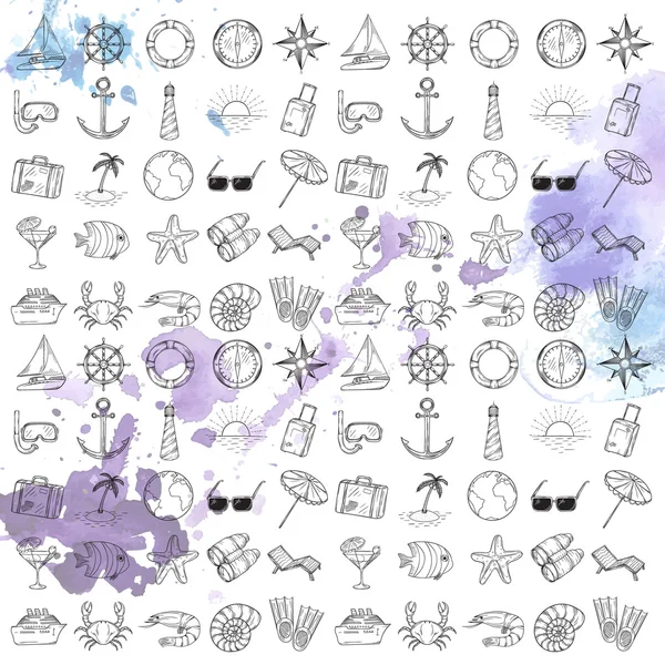 Ensemble d'icônes nautiques . — Image vectorielle