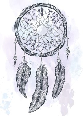 Rüya yakalayıcı el vektör çizim çekilmiş.