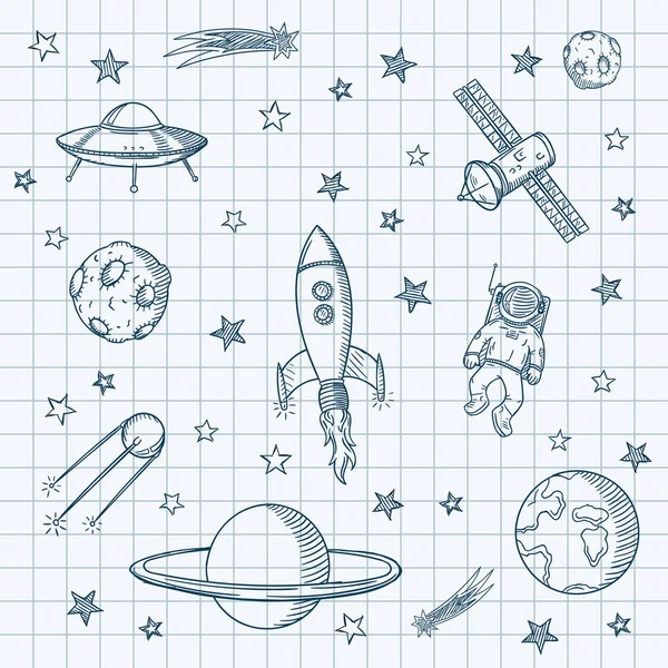 Χέρι που σύνολο doodles αστρονομία. — Διανυσματικό Αρχείο