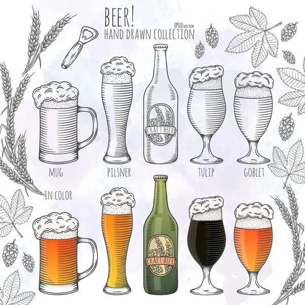 Ensemble d'objets de bière . — Image vectorielle