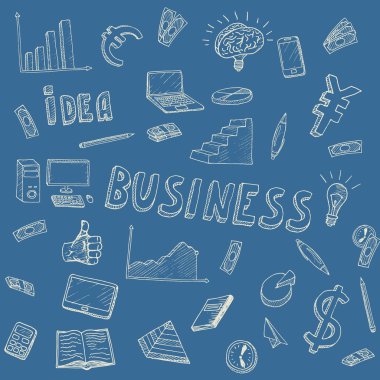 iş fikri simgeler kümesi doodles.