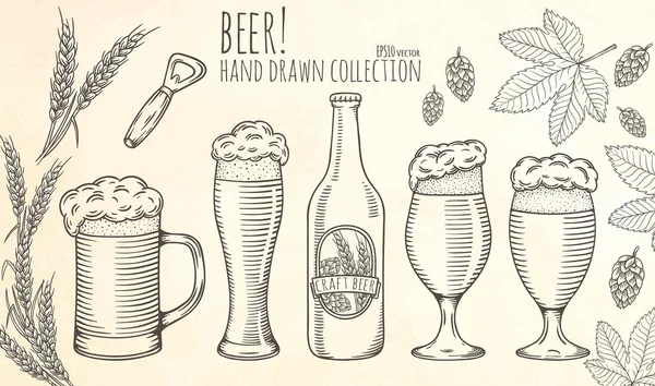 Set bier-objecten. — Stockvector