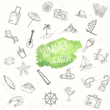 Yaz nesneleri ayarlayın. Tatil arka plan.