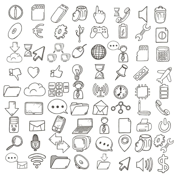 Set di icone disegnate a mano per affari e web . — Vettoriale Stock